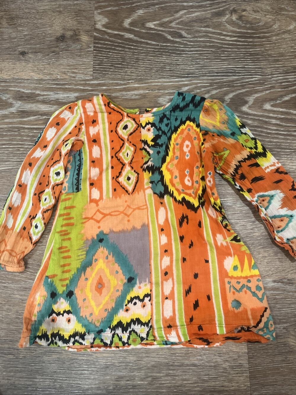 Yo Baby Toddler Girl Dress Tunic 18–24 Months Boho Aztec Orange Long Sleeve